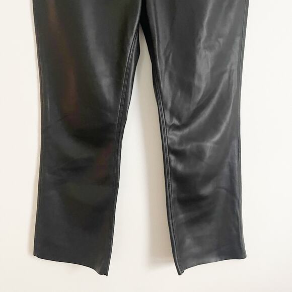ZARA Faux Leather The Dreed Cropped Flare Pants Black 8 - Picture 5 of 9